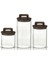 Saplı Akasya Kapaklı Yüksek Borosilikat Cam Saklama Kavanozu 3'lü Seti - 500ML - 1000ML - 1500ML - 1
