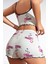 Pamuklu Beyaz Üstüne Pelikan Desen Fitilli Askılı Şortlu Pijama Takımı 3