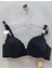 Kadın Push Up Lazer Kesim El Destekli Siyah Sütyen 1