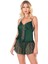 Koyu Yeşil Saten Babydoll Şort Takımı 4