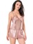 Koyu Pudra Saten Babydoll Şort Takımı 2