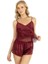 Bordo Saten Şort Takımı 9209 2