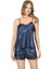 Lacivert Saten Babydoll Şort Takımı 1