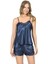 Lacivert Saten Babydoll Şort Takımı 2