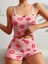 Pamuklu Kiss Öpücük Desen Pembe Şortlu Pijama Takımı 5