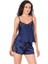 Lacivert Saten Babydoll Şort Takımı 2