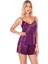 Mor Saten Babydoll Şort Takımı 2