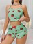 Pamuklu Yeşil Üstüne Çilek Desen Fitilli Askılı Şortlu Pijama Takımı 5