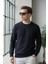 Pamuklu Erkek Sweatshirt Lacivert Soft Touch Relax Fit Basic Bisiklet Yaka 3 Iplik Nefes Alan 1