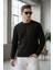 Pamuklu Erkek Sweatshirt Siyah Soft Touch Relax Fit Basic Bisiklet Yaka 3 Iplik Nefes Alan 1