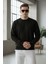 Pamuklu Erkek Sweatshirt Siyah Soft Touch Relax Fit Basic Bisiklet Yaka 3 Iplik Nefes Alan 4