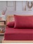 Pamuk Saten Çizgili 1 Adet Lastikli Çarşaf 2 Adet Yastık Kılıfı Seti Bordo Renk 3