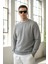 Pamuklu Erkek Sweatshirt Gri Soft Touch Relax Fit Basic Bisiklet Yaka 3 Iplik Nefes Alan 1