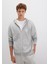 MVJNS Logo Baskılı Fermuarlı Kapüşonlu Gri Sweatshirt 0S10193-80196 14