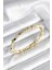 Zirkon Taşlı Küp Şerit Model Pirinç Gold Renk Kadın Bileklik - TJ-BB8022 1