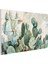 Cam Yatay Duvar Tablosu Cam Yesil Kaktusler Ev Ofis Salon Modern Duvar Tablosu 2