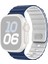 Apple Watch Series 10 Ultra 9 8 7 Se 6 5 4 3 2 1 46MM 49MM 45MM 44MM 42MM Manyetik Silikon Bant Hızlı Çıkarma Kayışı - Gece Mavisi/beyaz (Yurt Dışından) 1