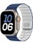 Apple Watch Series 10 Ultra 9 8 7 Se 6 5 4 3 2 1 46MM 49MM 45MM 44MM 42MM Manyetik Silikon Bant Hızlı Çıkarma Kayışı - Gece Mavisi/beyaz (Yurt Dışından) 4