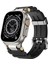 Apple Watch Series 10 46MM/ULTRA 2 Ultra 49MM/9 8 7 45MM/SE (2023) Se (2022) Se 6 5 4 44MM/3 2 1 42MM Için Gümüş Tokalı ve Bağlantılı Silikon Kayış - Siyah (Yurt Dışından) 2