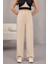 Kadın Yüksek Bel Likralı Geniş Paça Çımalı Rahat Kesim Pantolon 1