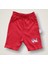 3-6 6-9 9-12 Ay Melek Kız Nakışlı Bandanalı Kısa Kollu Sweatli Şortlu 3lü Kız Bebek Takımı Kırmızı 3