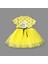 1-2-3 Yaş Payetli Kedicik Baskılı Puantiyeli Kız Bebek Elbisesi Sarı 2