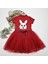 5-6-7 Yaş Payetli Tavşan Baskılı Kız Çocuk Elbisesi Kırmızı 1