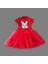 5-6-7 Yaş Payetli Tavşan Baskılı Kız Çocuk Elbisesi Kırmızı 2