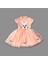 5-6-7 Yaş Payetli Tavşan Baskılı Kız Çocuk Elbisesi Pudra 2