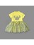 1-2-3 Yaş Fiyonklu Mickey Astarlı Etekli Kız Bebek Tütü Elbisesi Sarı 2