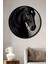 Çerçeve Görünümlü Siyah At Dekoratif Ahşap Mdf Ev/işyeri Duvar Tablo Yuvarlak Ev/işyeri Duvar Tablo 1