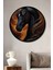 Çerçeve Görünümlü Alevli At Dekoratif Ahşap Mdf Işyeri Duvar Tablo Yuvarlak Işyeri Duvar Tablo 1