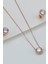 925 Ayar Gümüş Pırlanta Model Kolye Küpe Seti ( Rose Gold ) 1