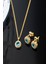 925 Ayar Gümüş Aralık Ayı Doğum Taşı ( Blue Topaz ) Kolye - Küpe Seti 2