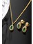 925 Ayar Gümüş Mayıs Ayı Doğum Taşı ( Emerald ) Kolye - Küpe Seti 4