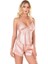Koyu Pudra Saten Babydoll Şort Takımı 2