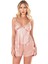 Koyu Pudra Saten Babydoll Şort Takımı 3