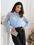 Kadın Uzun Kollu Yakalı Önden Düğmeli Tül Detaylı Dokuma Viskon Bluz 1