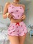 Pembe Kiraz Desenli Askılı Şortlu Pijama 4