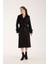 Trençkot Uzun Kaşe Kaban Siyah - 38 2