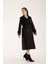 Trençkot Uzun Kaşe Kaban Siyah - 38 3