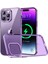 Iphone 14 Pro ile Uyumlu Crystal Clear Ultra Şeffaf Polikarbonat Dış Gövde Kamera Çerçevesi ve Tuşları Metal Sararmayan Premium Sert Kılıf (Derin Mor) 1
