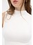 Ekru Kadın Kolsuz Yüksek Yaka Body 8155A 5