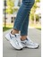 Beyaz Lacivert Bağcıklı Unisex Spor Ayakkabı 3