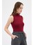 Bordo Kadın Kolsuz Yüksek Yaka Body 8155A 3