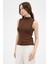 Kahve Kadın Kolsuz Yüksek Yaka Body 8155A 3