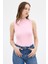 Pembe Kadın Kolsuz Yüksek Yaka Body 8155A 2