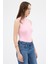 Pembe Kadın Kolsuz Yüksek Yaka Body 8155A 3