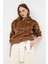 Taba Kadın Peluş Kanguru Cepli Kapüşonlu Sweatshirt 3061A 8