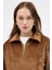 Taba Kadın Peluş Yarım Fermuarlı Crop Sweatshirt 3056A 5